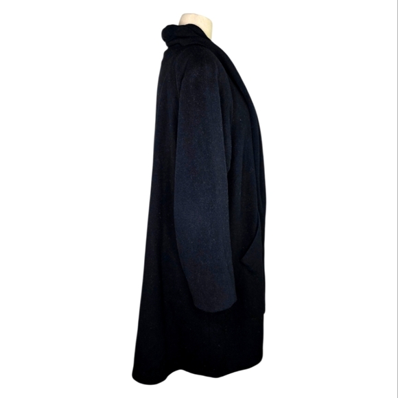 Vintage Larry Levine Black Wool Blend Coat w/ Attached Scarf Size 10 - Picture 9 of 10